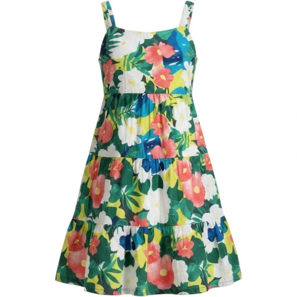Gymboree Sunny Safari Tropical Midi Summer Sundress Sz 5 & Sunhat Sz M